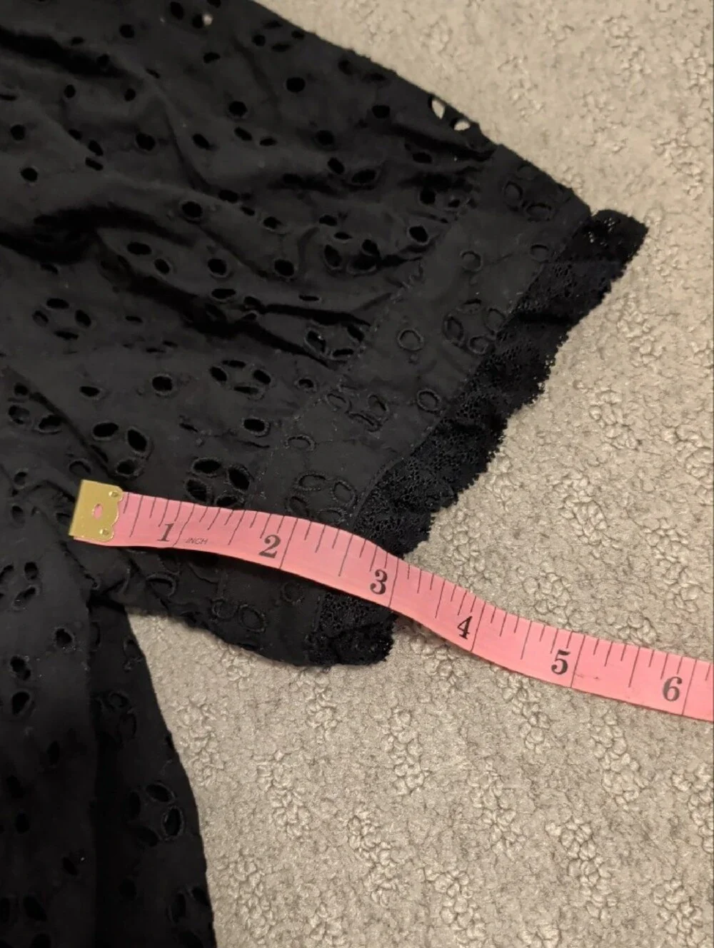 J. Crew Black Eyelet Puff-Sleeve Cropped Blouse